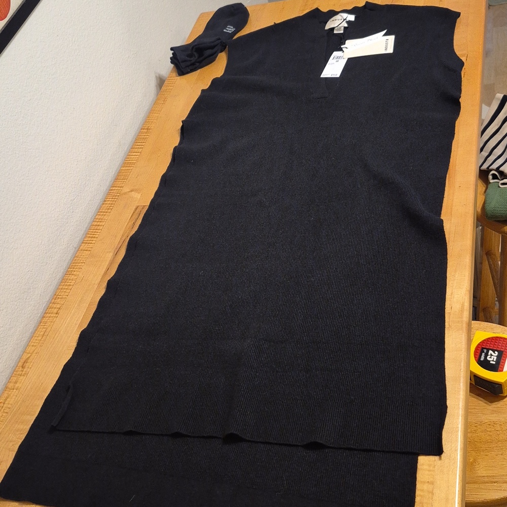 Industry Long Knited Sleeveless Extra Long Double Side Slit Dress Vneck NWT - Picture 2 of 9